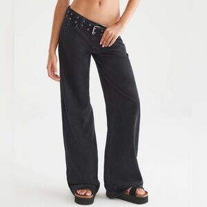 Aéropostale | Y2K Low-Rise Wide-Leg Jeans with Grommet Belt | Size 0